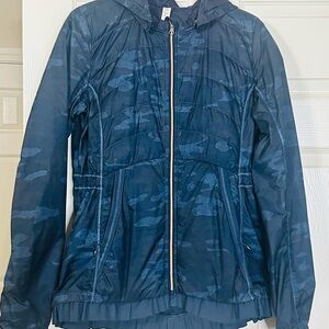 lululemon athletica Blue Puffer Jacket with ruffles